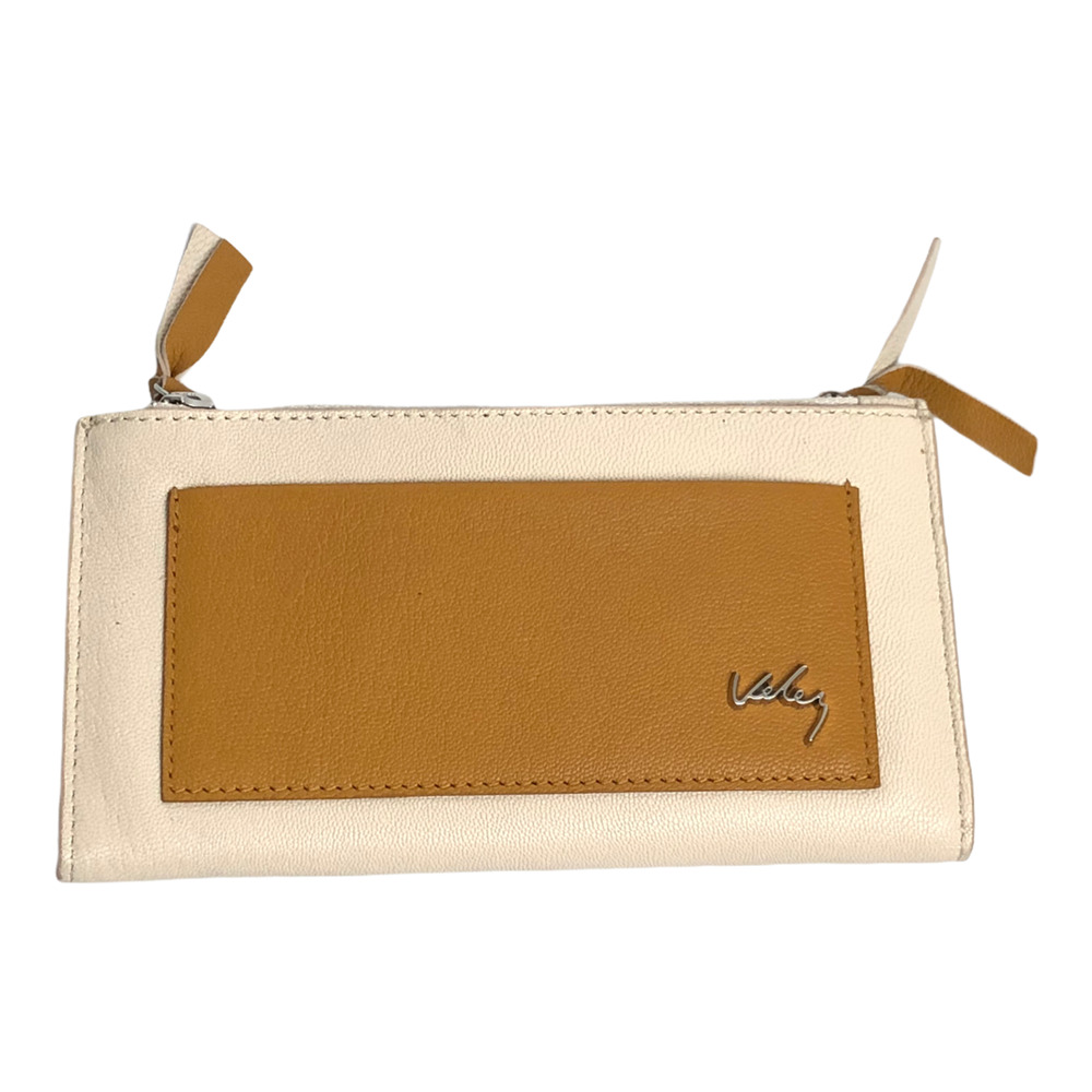 Velez Double Zip Tan Leather Wallet